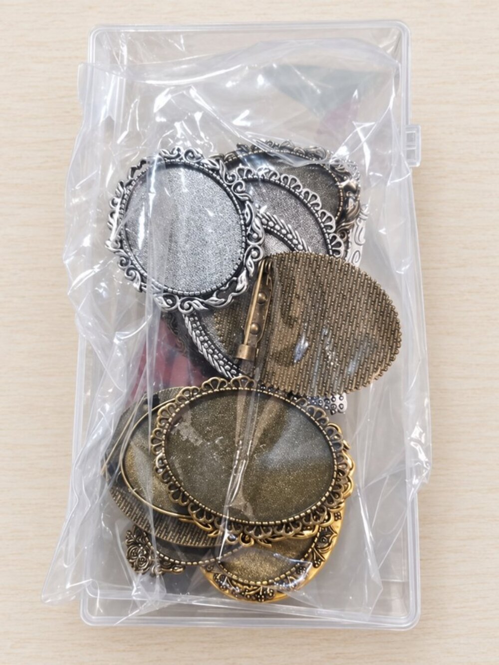 Mixed Metal 30x40mm Oval Brooch Bezel Blank Settings Craft Supply Lot